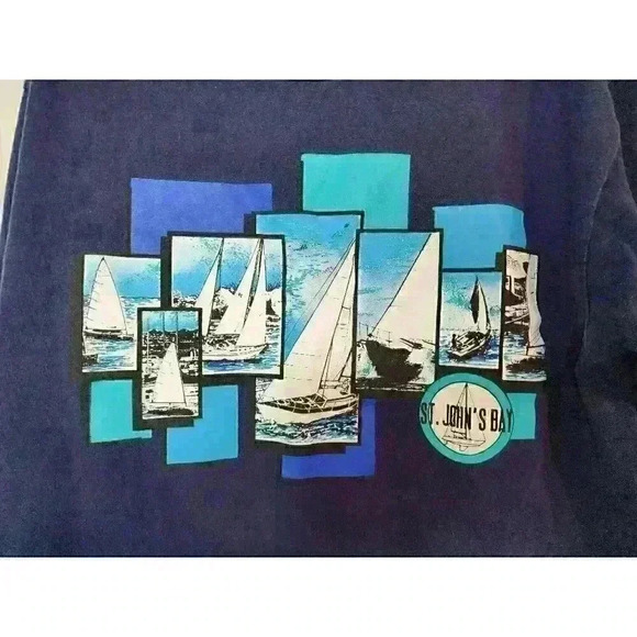 Rare Vintage ST. JOHN’S BAY Sailboat Sailing Graphic T Shirt Blue Size Large - Picture 5 of 6